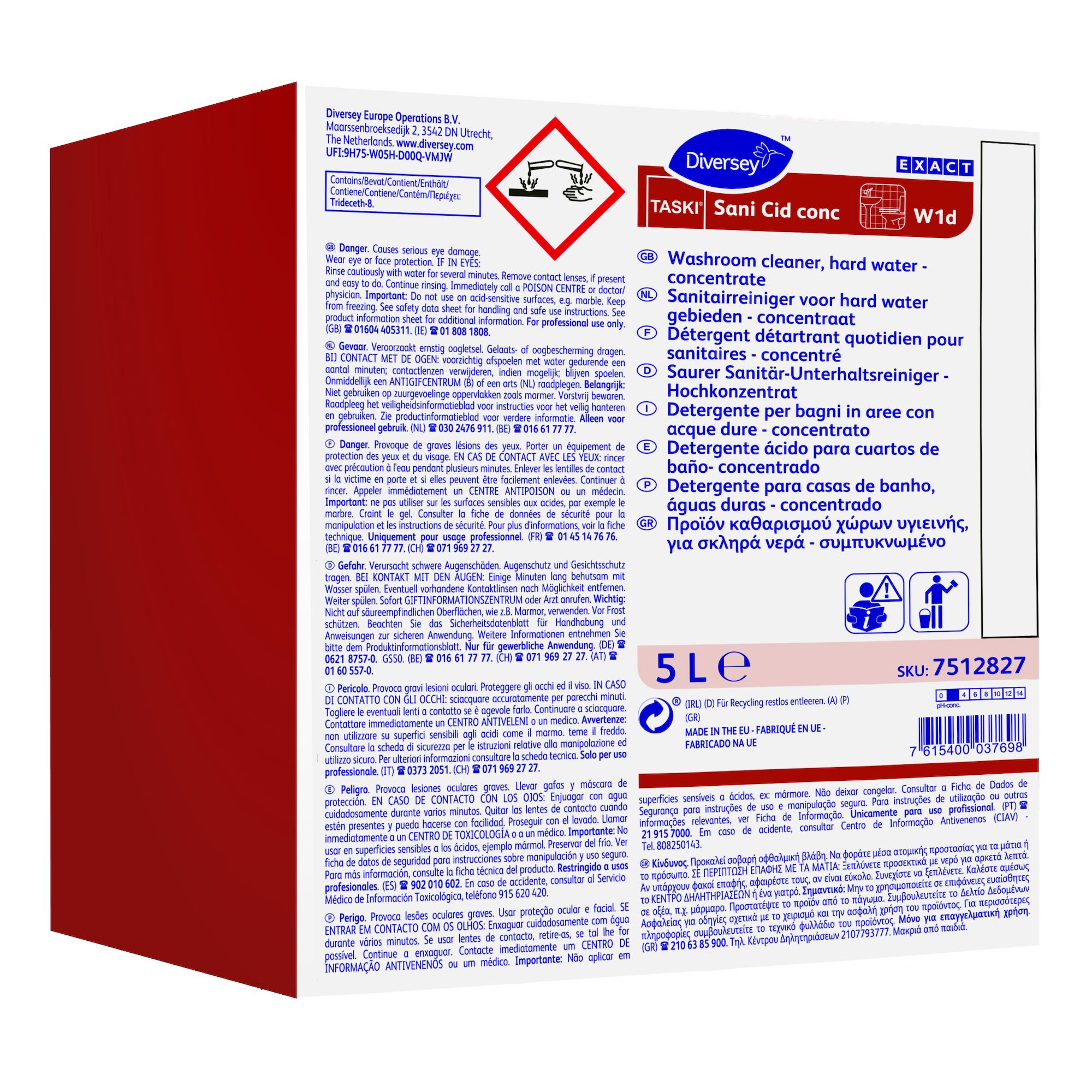 Diversey Taski Sani Cid conc, 5L Засіб для миття ванної кімнати, жорстка вода - концентрат